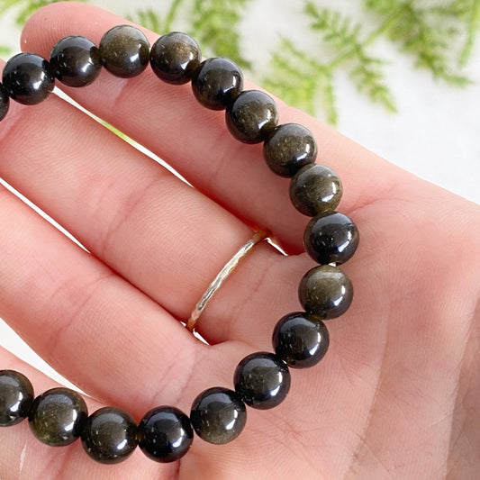 Gold Sheen Obsidian Bead Bracelet