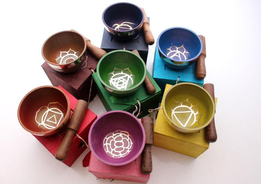 Tibetan Singing Bowls in Box 6cm - 7 Chakras Colours