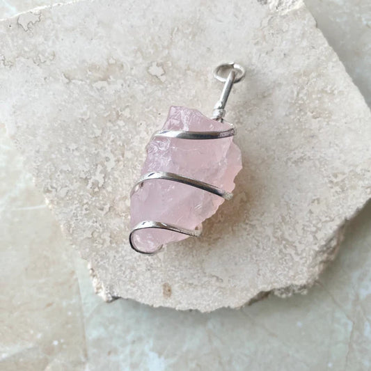 Raw Spiral Wire Wrapped Pendant