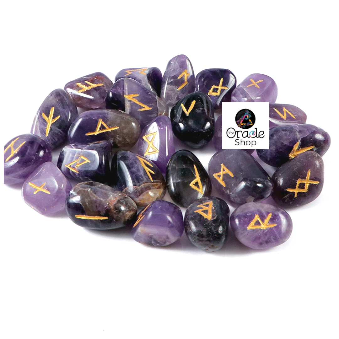 Amethyst Runes with Instructions and Pouch