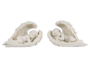 SLEEPING BABY ANGEL IN WINGS STATUE
