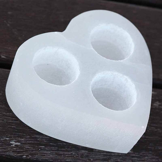 Selenite Crystal Tealight Holder Heart Shaped