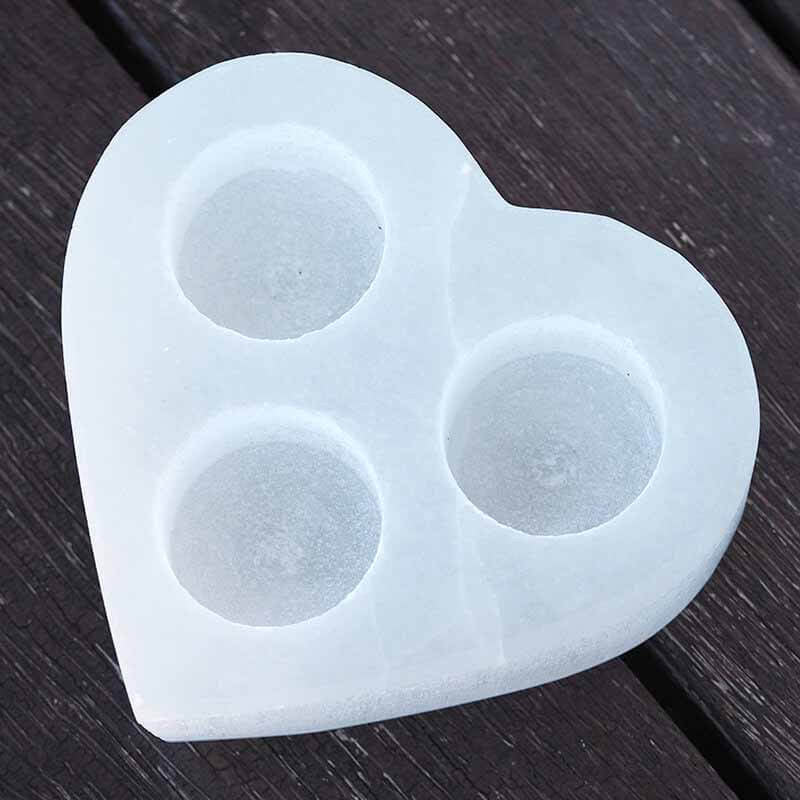 Selenite Crystal Tealight Holder Heart Shaped