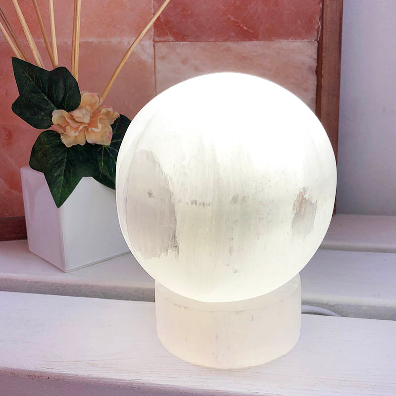 Selenite Crystal Sphere Lamp