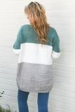 Boho Knitwear Cardigan - Green Gray Panel