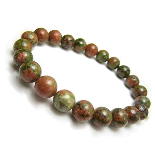 Unakite Crystal Bead Bracelet