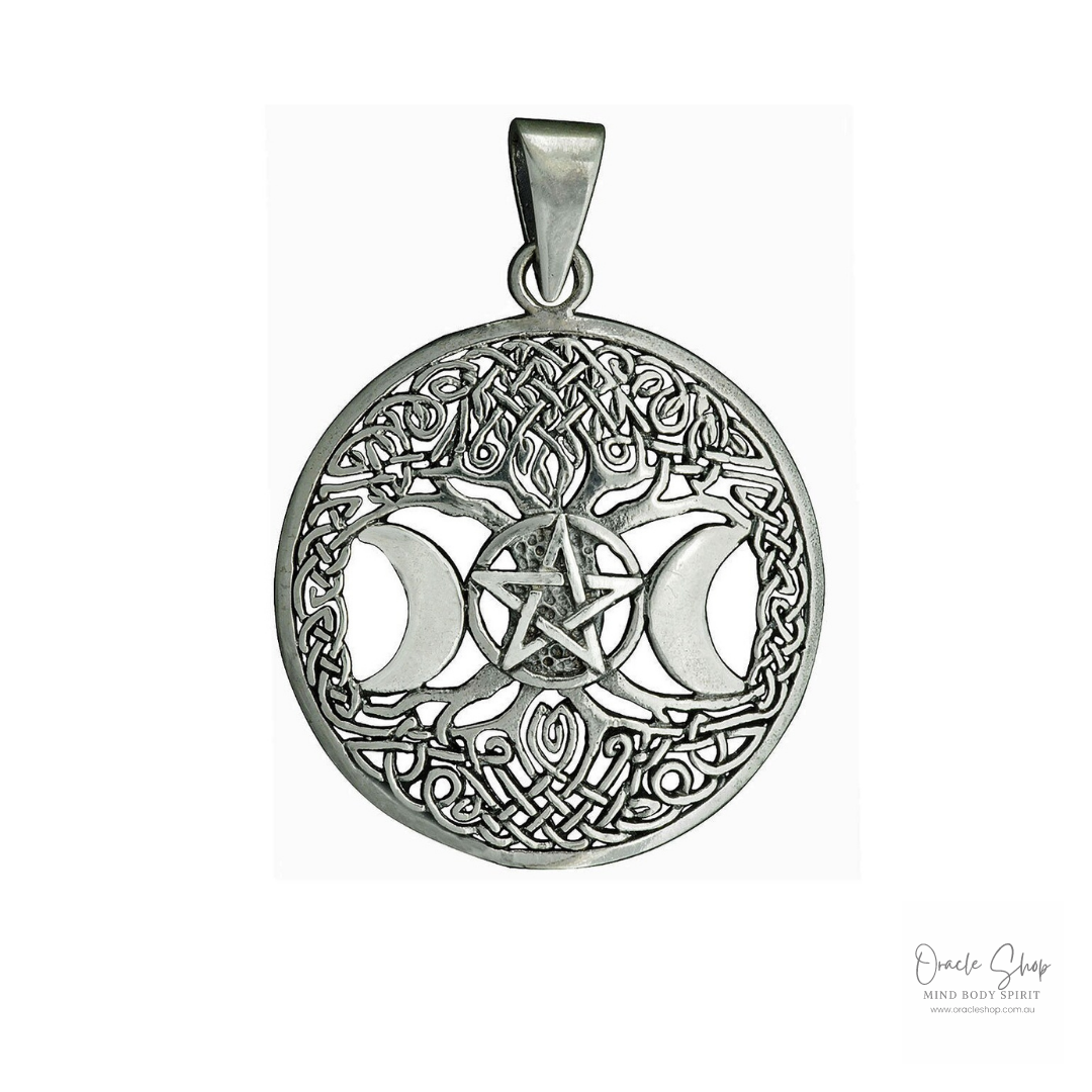 Triple Goddess Silver Pendant 30mm
